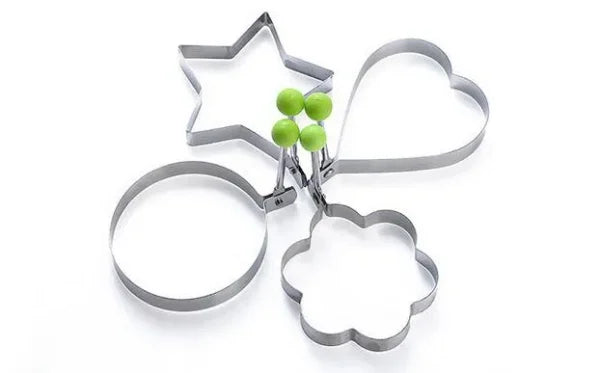 "Stainless Steel Egg Shaper Set: Star, Heart, Round, Flower Shapes (Pack of 4)"