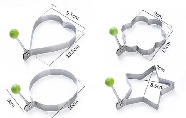 "Stainless Steel Egg Shaper Set: Star, Heart, Round, Flower Shapes (Pack of 4)"