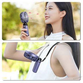 1800mAh Portable Fan, Rechargeable 90° Foldable Mini Fan with LED Display.