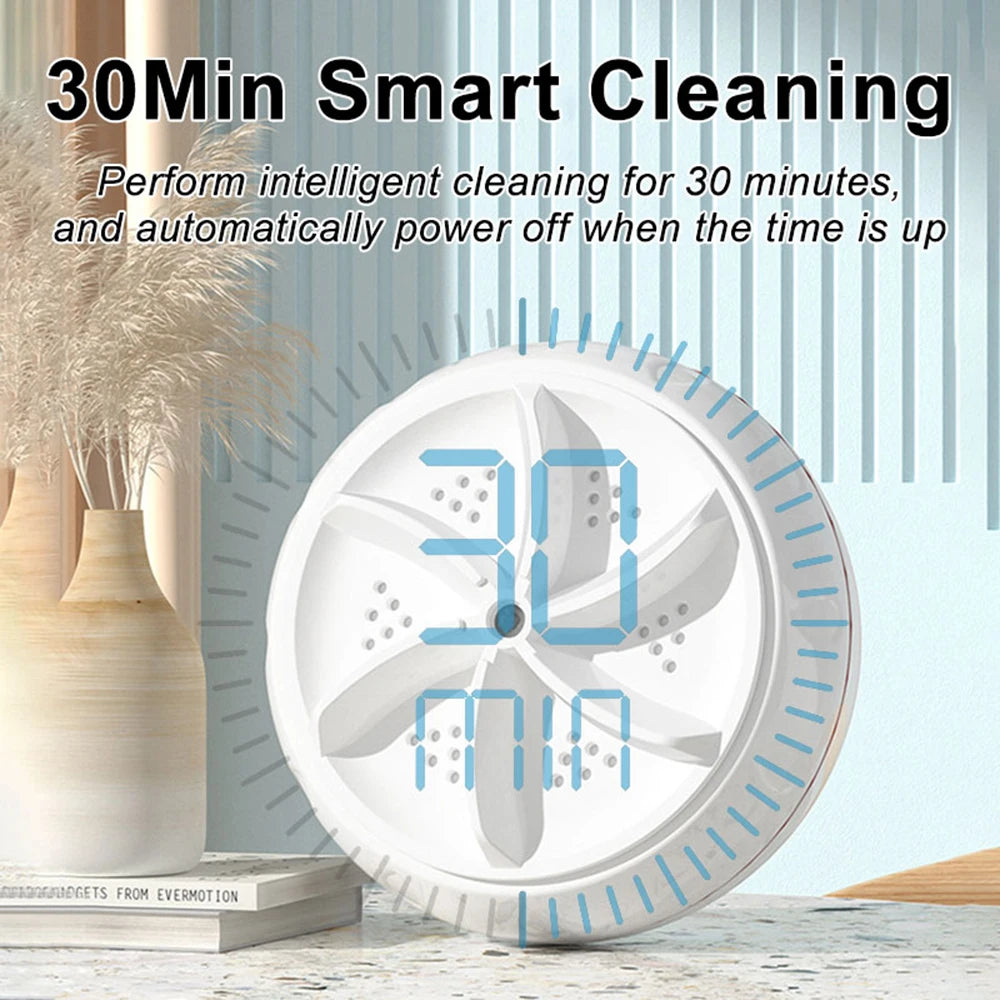 60W Portable Turbo Washing Machine Hight Power Mini Ultrasonic Washer for Baby Clothes Underwear Socks Business Trip Travel