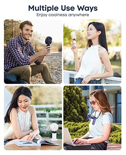 1800mAh Portable Fan, Rechargeable 90° Foldable Mini Fan with LED Display.