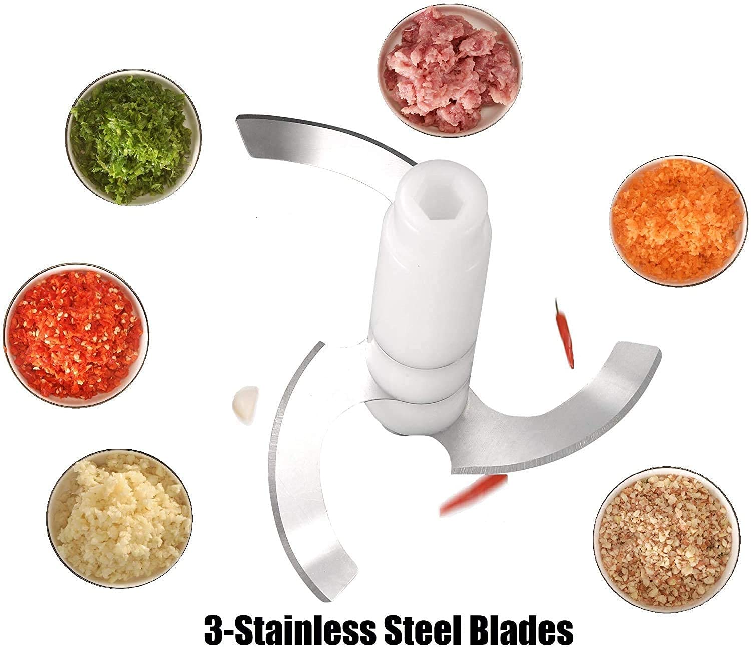 9 in 1 Multifunction Chopper Mixer Manual Easy Hand-Press with 3-Blades, For Food & Vegetable Chopper Mixer.