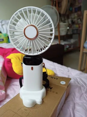 1800mAh Portable Fan, Rechargeable 90° Foldable Mini Fan with LED Display.