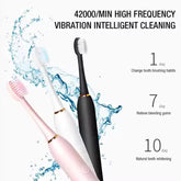 Rechargeable Electric Toothbrush for Kids, Adults - Free USB 3 Brushes