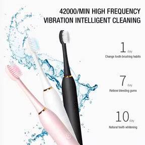Rechargeable Electric Toothbrush for Kids, Adults - Free USB 3 Brushes