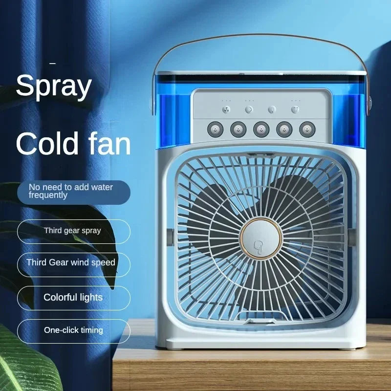 Portable Mini Air Conditioner, Personal Air Cooler Fan, with 3Speed Gear and 7 Colors LED Light