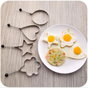 "Stainless Steel Egg Shaper Set: Star, Heart, Round, Flower Shapes (Pack of 4)"