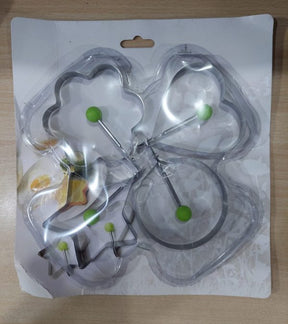 "Stainless Steel Egg Shaper Set: Star, Heart, Round, Flower Shapes (Pack of 4)"