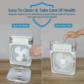 Portable Mini Air Conditioner, Personal Air Cooler Fan, with 3Speed Gear and 7 Colors LED Light