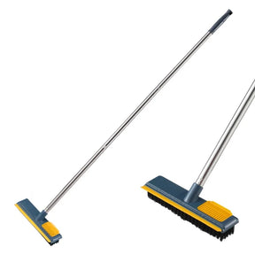 "Adjustable Long Handle Floor Scrub Brush: 2-in-1 Cleaning for Bathroom and Kitchen Floors"
