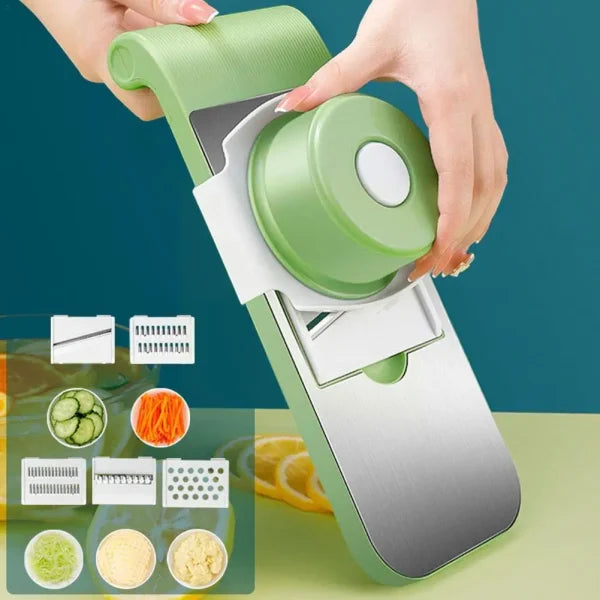 "Multifunctional Stainless Steel Vegetable Cutter: Slicer, Shredder, Peeler, and More!"